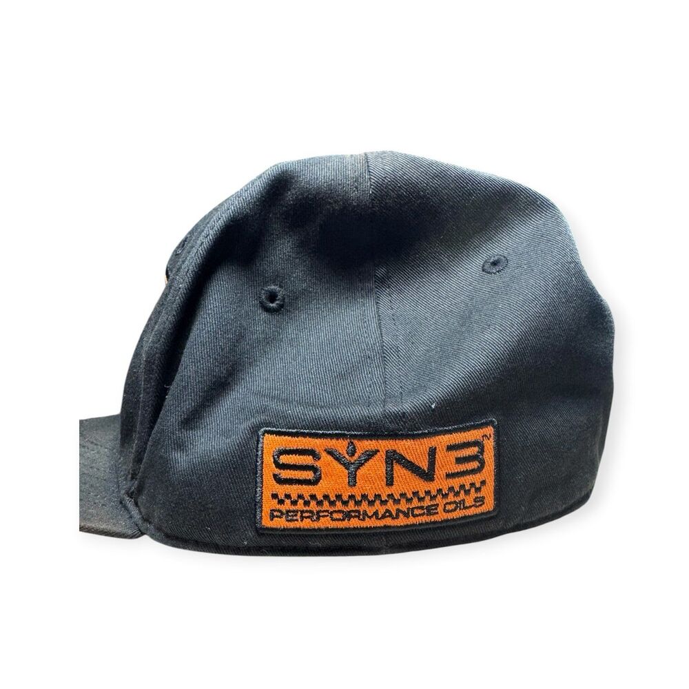 Harley-Davidson Black 2XL Hat Orange Logo SYN3 Performance Oils Retro Y2K Cap - Picture 3 of 6
